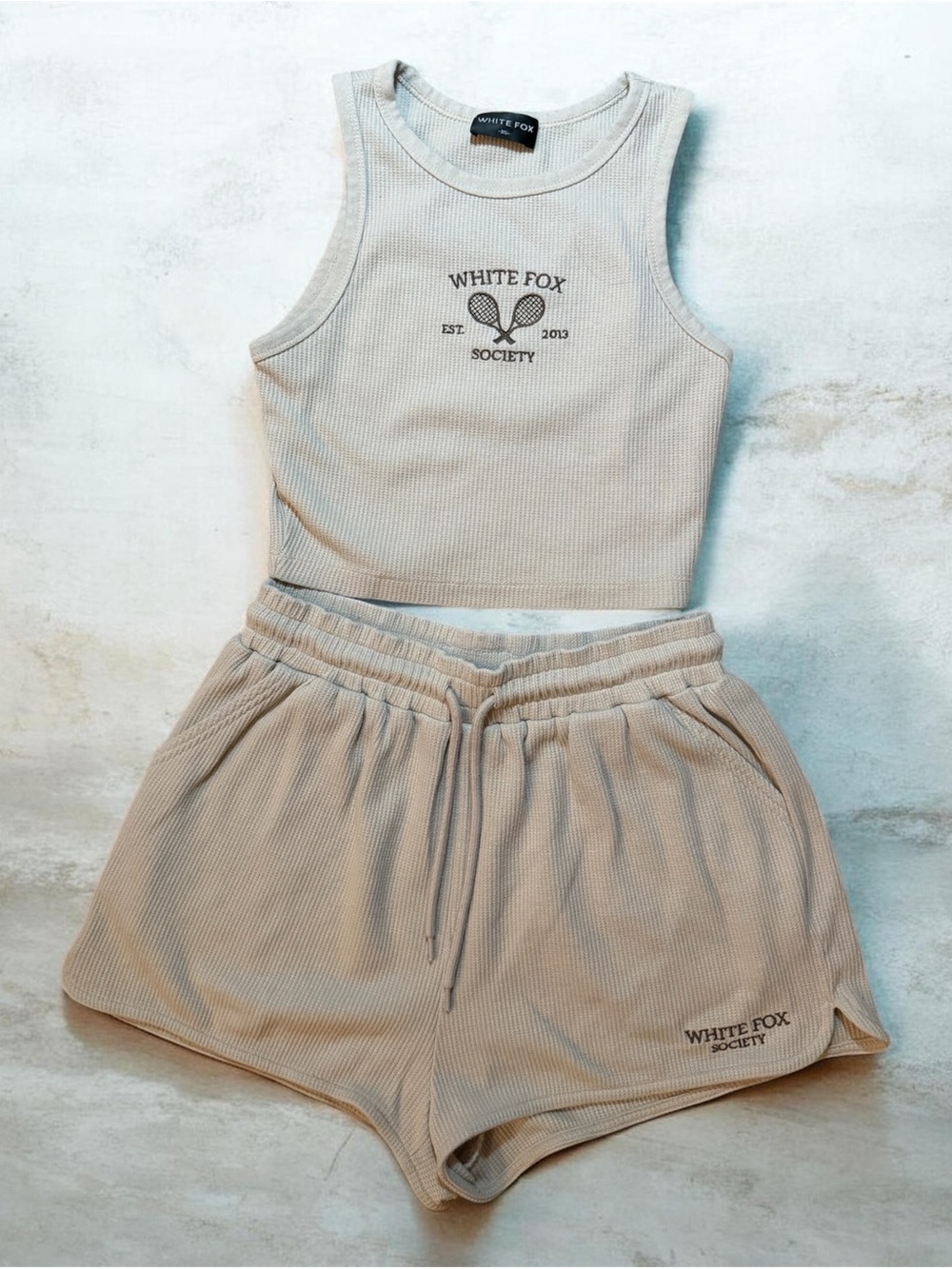 🤍🎾 White Fox Waffle-Knit 2-Piece Set XS/S | MSRP $90 ✨